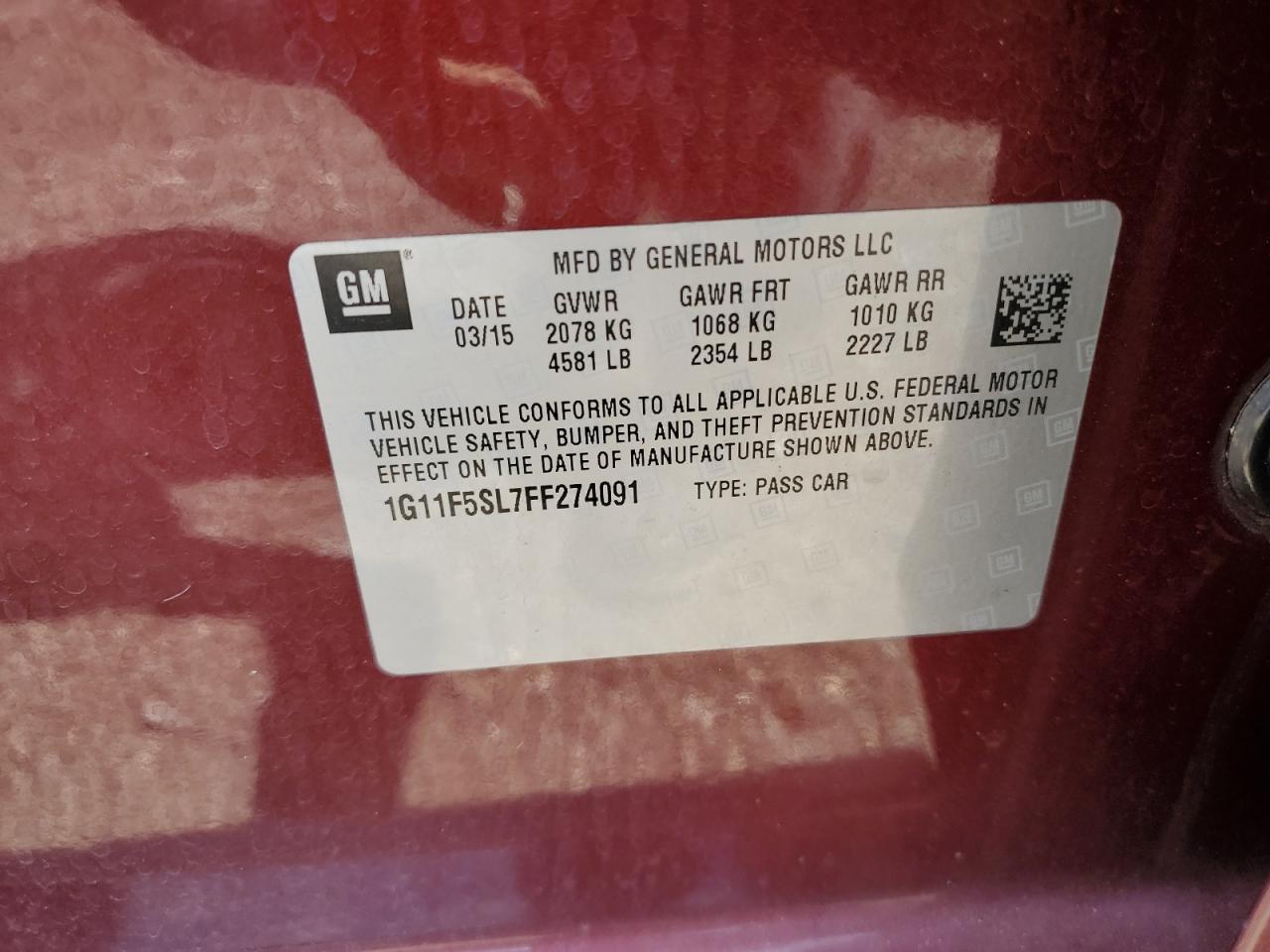 2015 CHEVROLET MALIBU