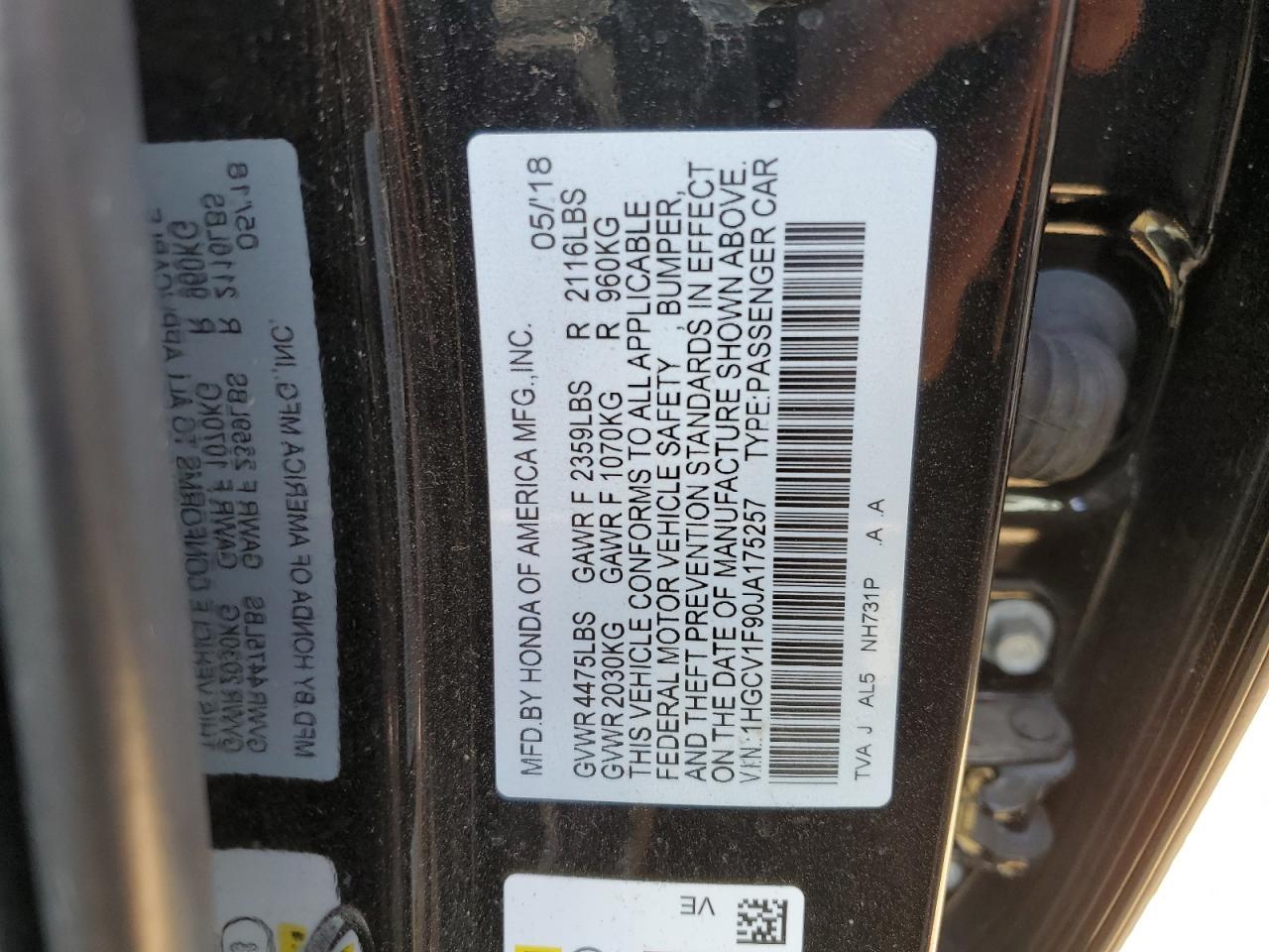 2018 HONDA ACCORD