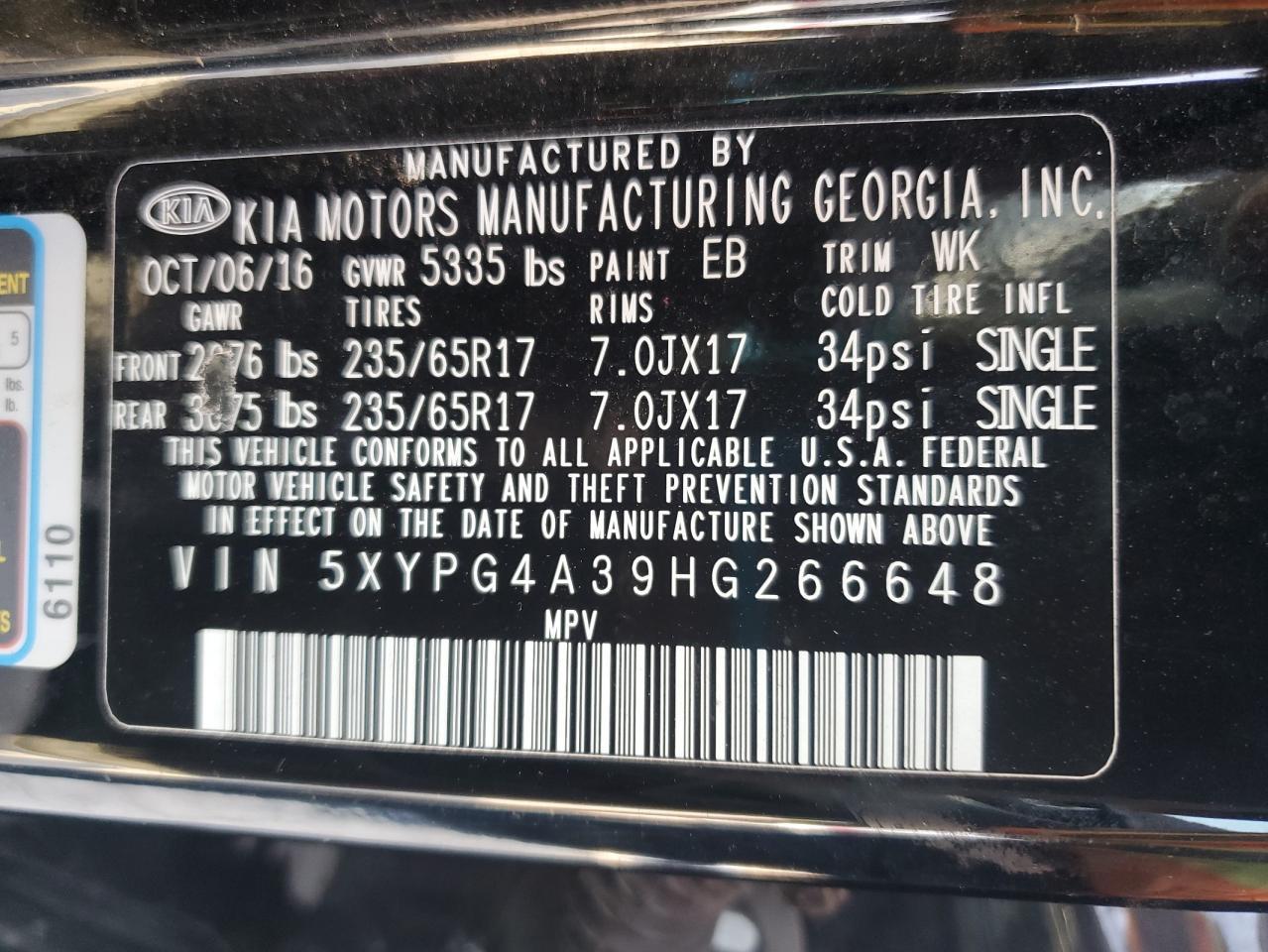 2017 KIA SORENTO