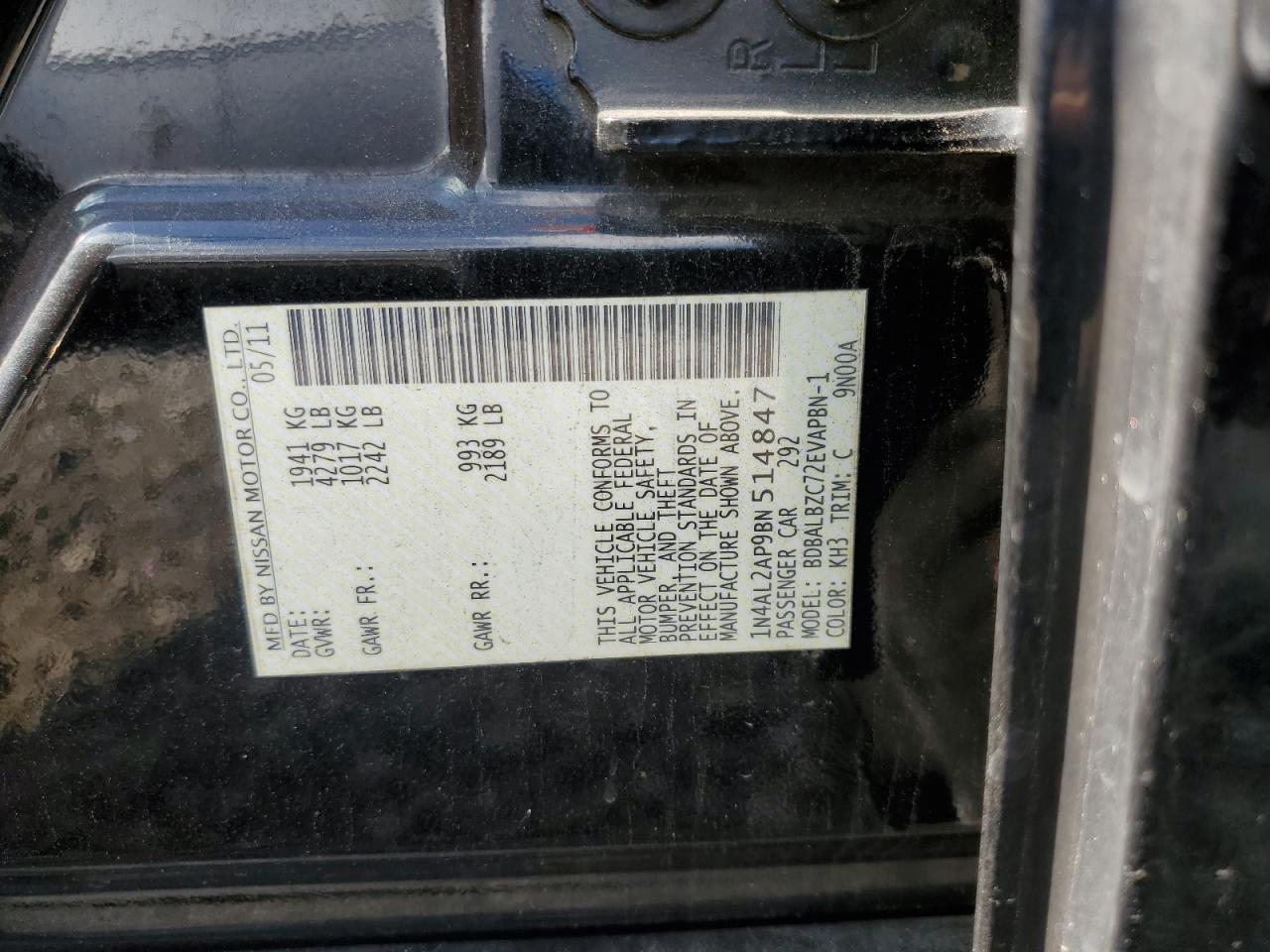 2011 NISSAN ALTIMA