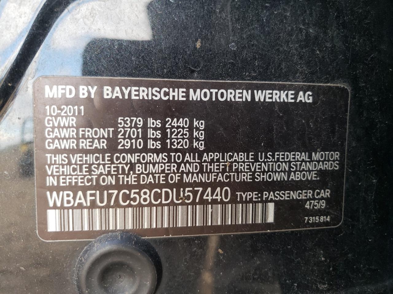 2012 BMW 5 series