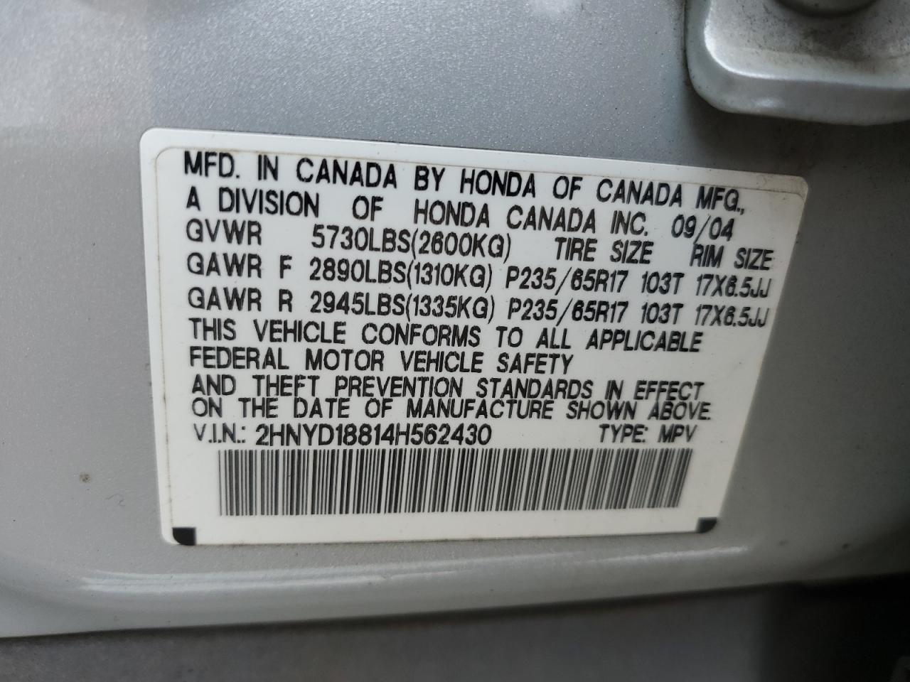 2004 ACURA MDX