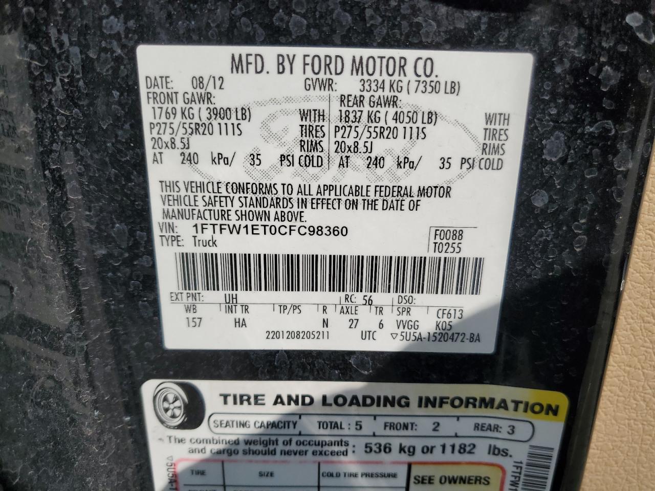 2012 FORD F-150