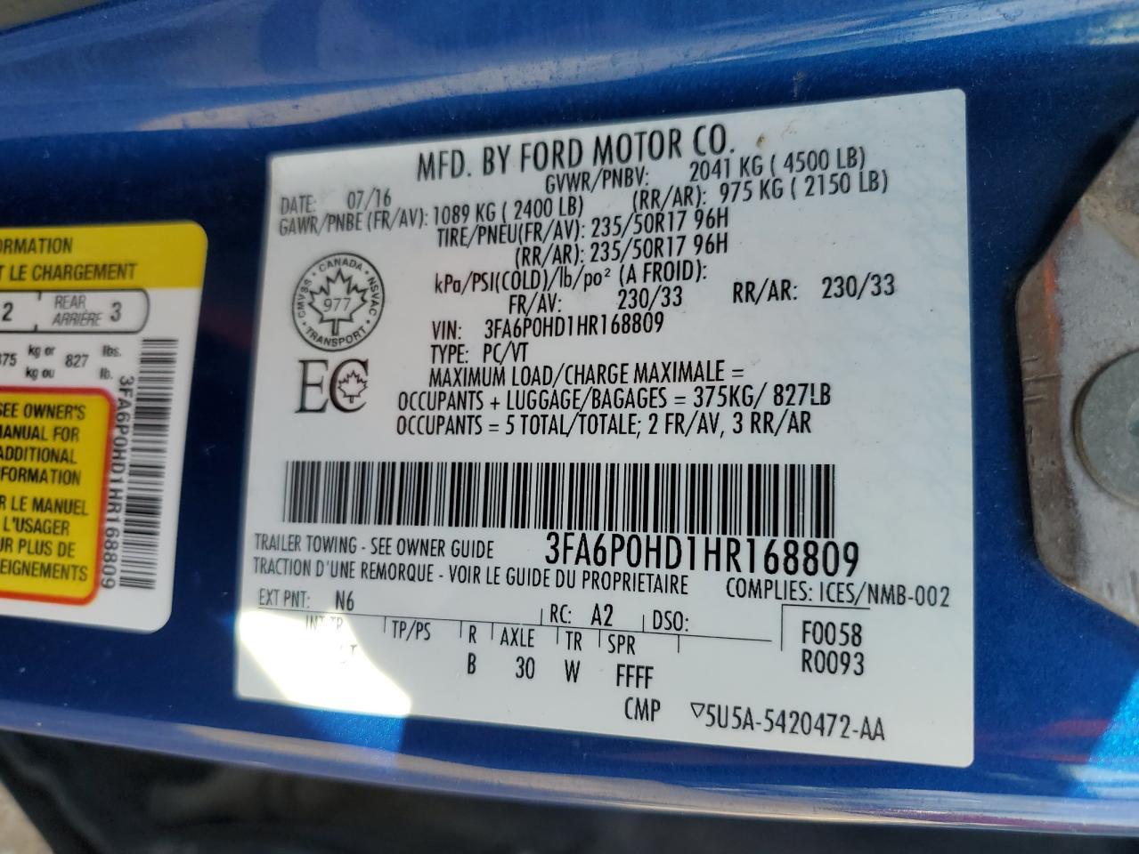 2017 FORD FUSION