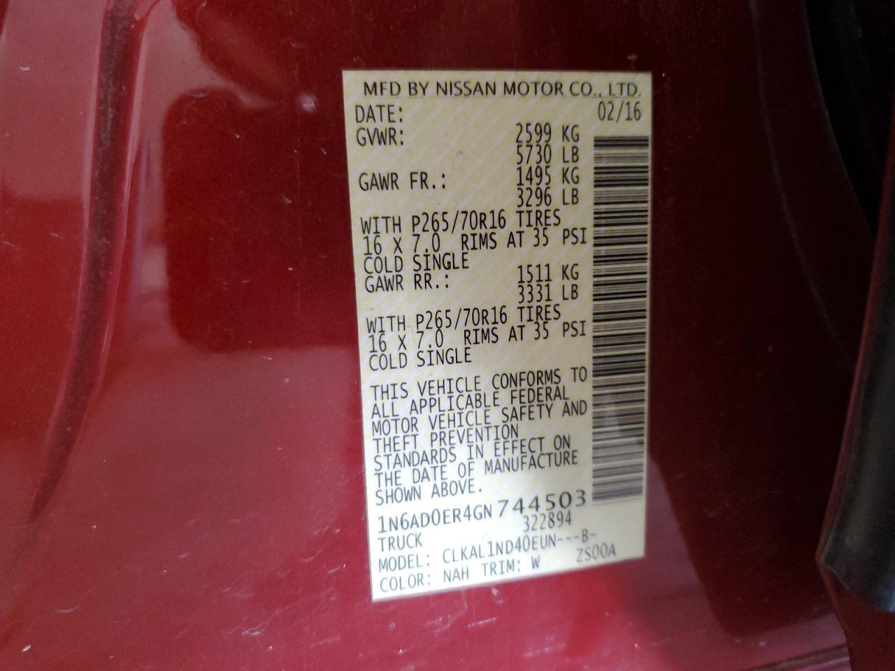 2016 NISSAN Frontier