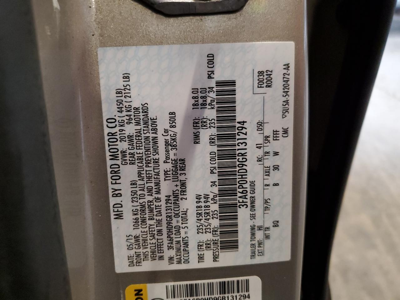 2016 FORD FUSION