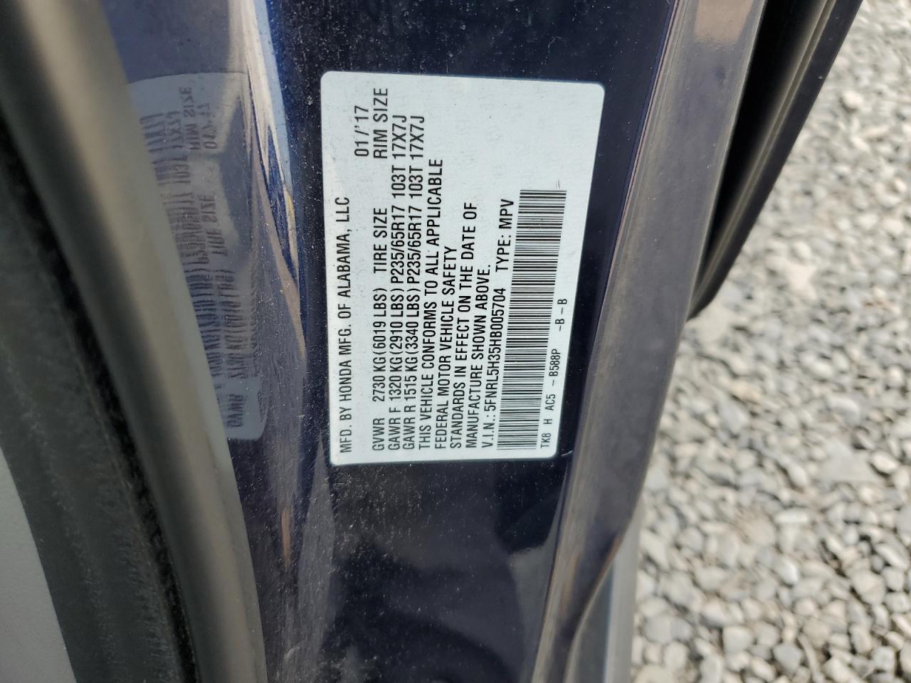 2017 HONDA ODYSSEY