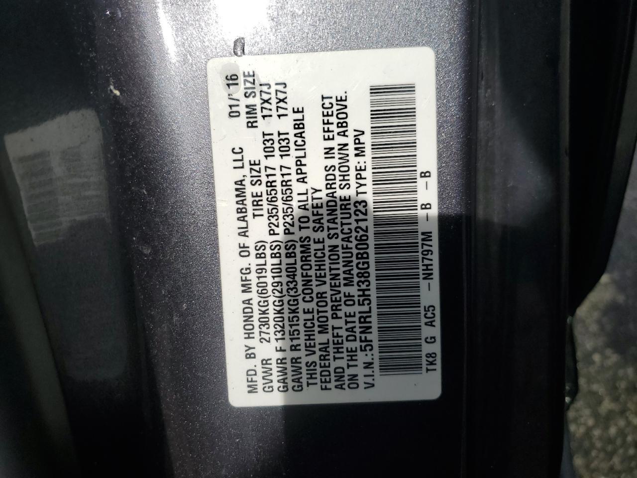 2016 HONDA ODYSSEY