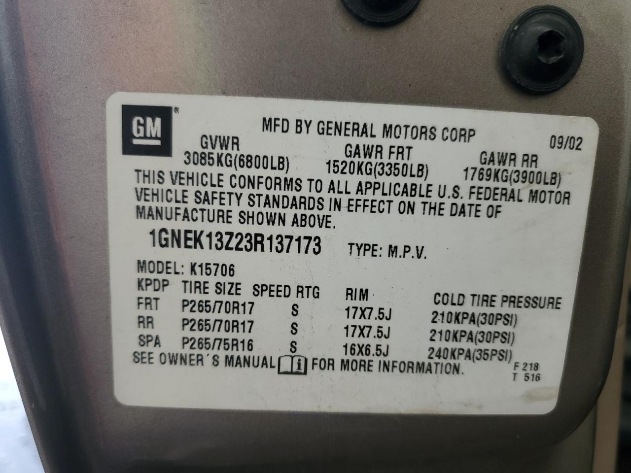 2003 CHEVROLET Tahoe