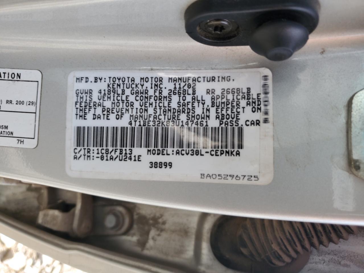 2003 TOYOTA CAMRY