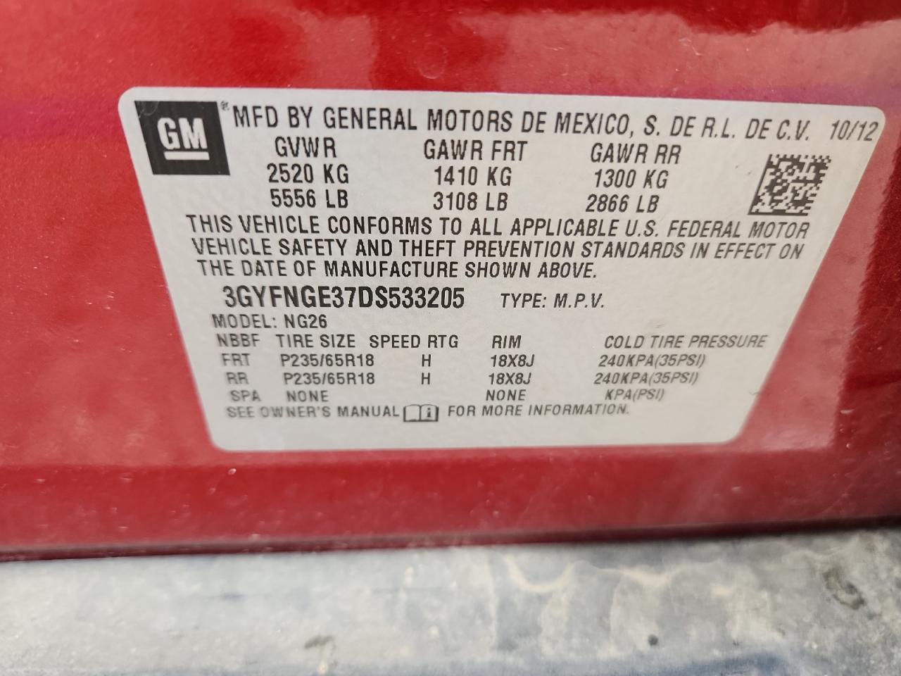 2013 CADILLAC SRX