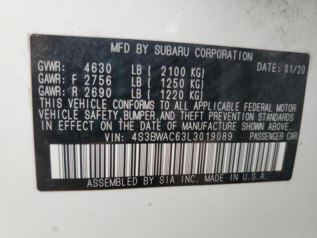 2020 SUBARU Legacy