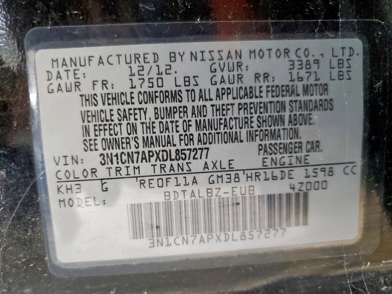 2013 NISSAN VERSA