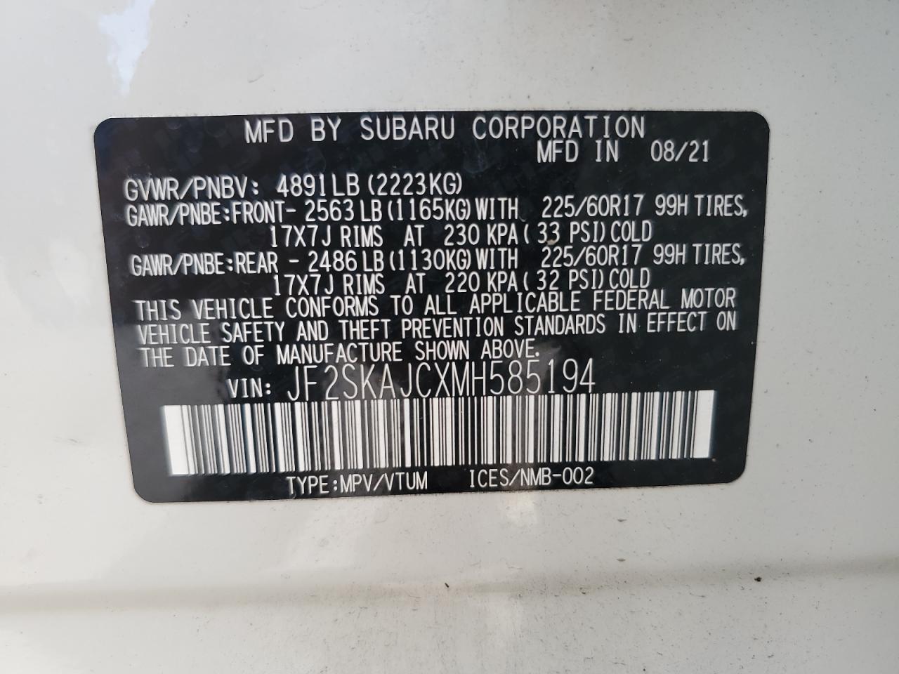 2021 SUBARU FORESTER