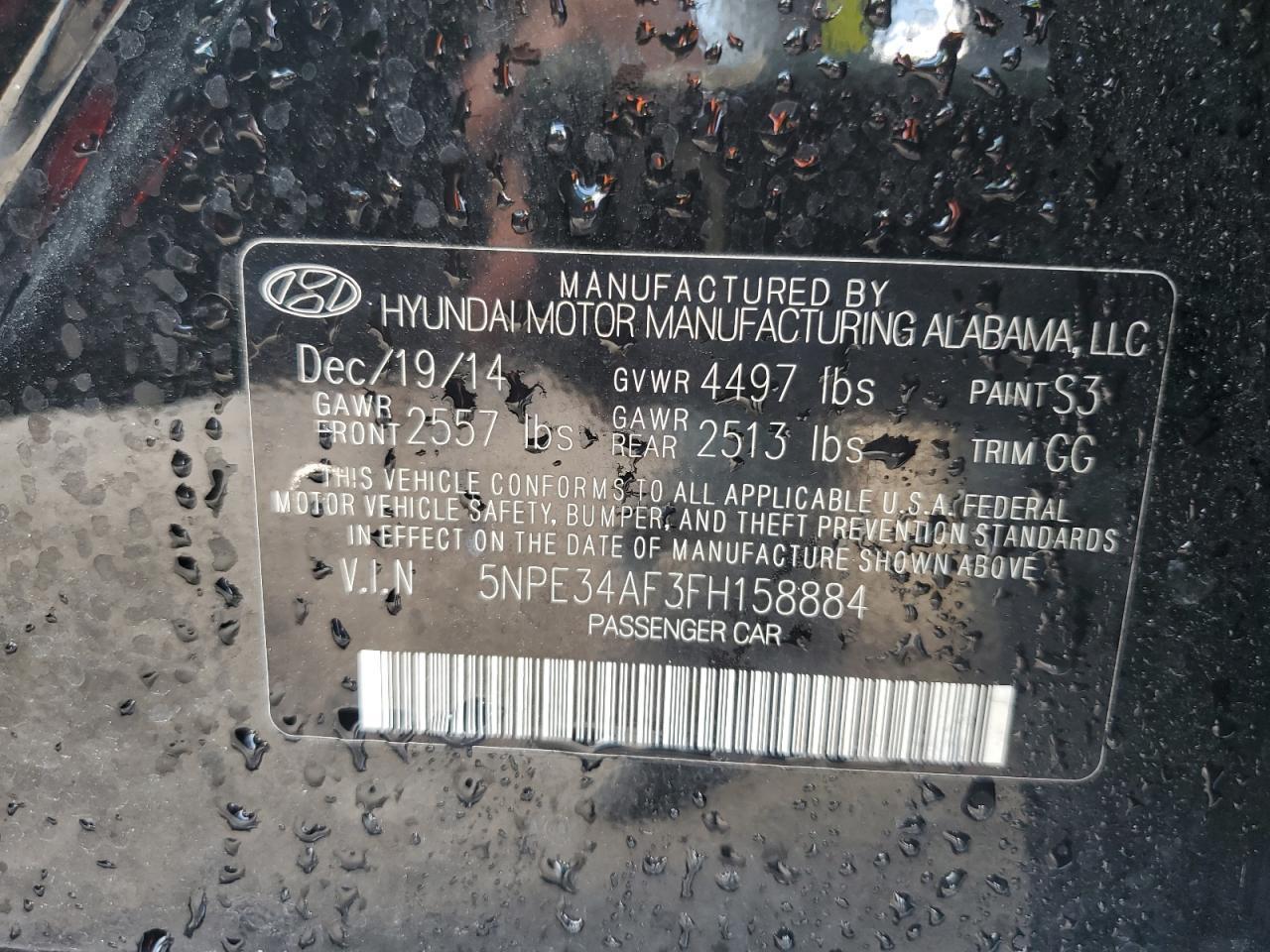 2015 HYUNDAI SONATA