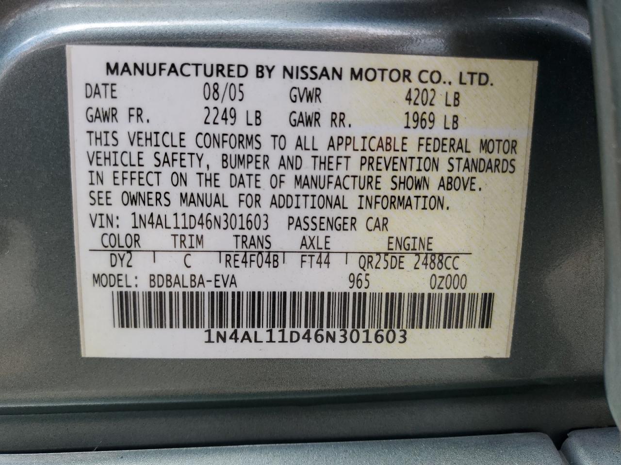 2006 NISSAN ALTIMA