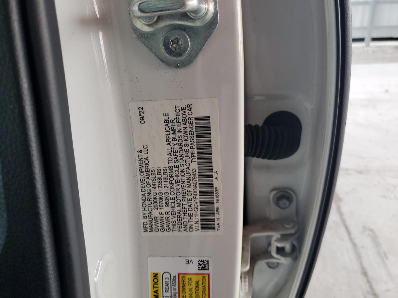 2022 HONDA ACCORD