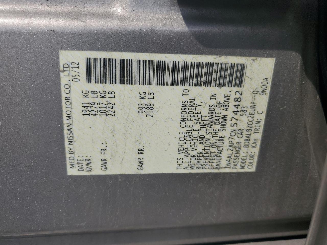2012 NISSAN ALTIMA
