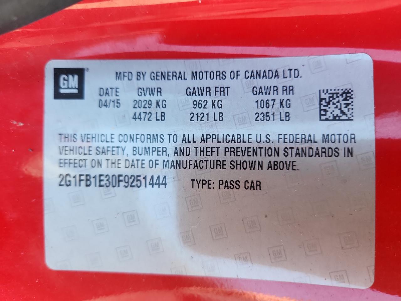 2015 CHEVROLET Camaro