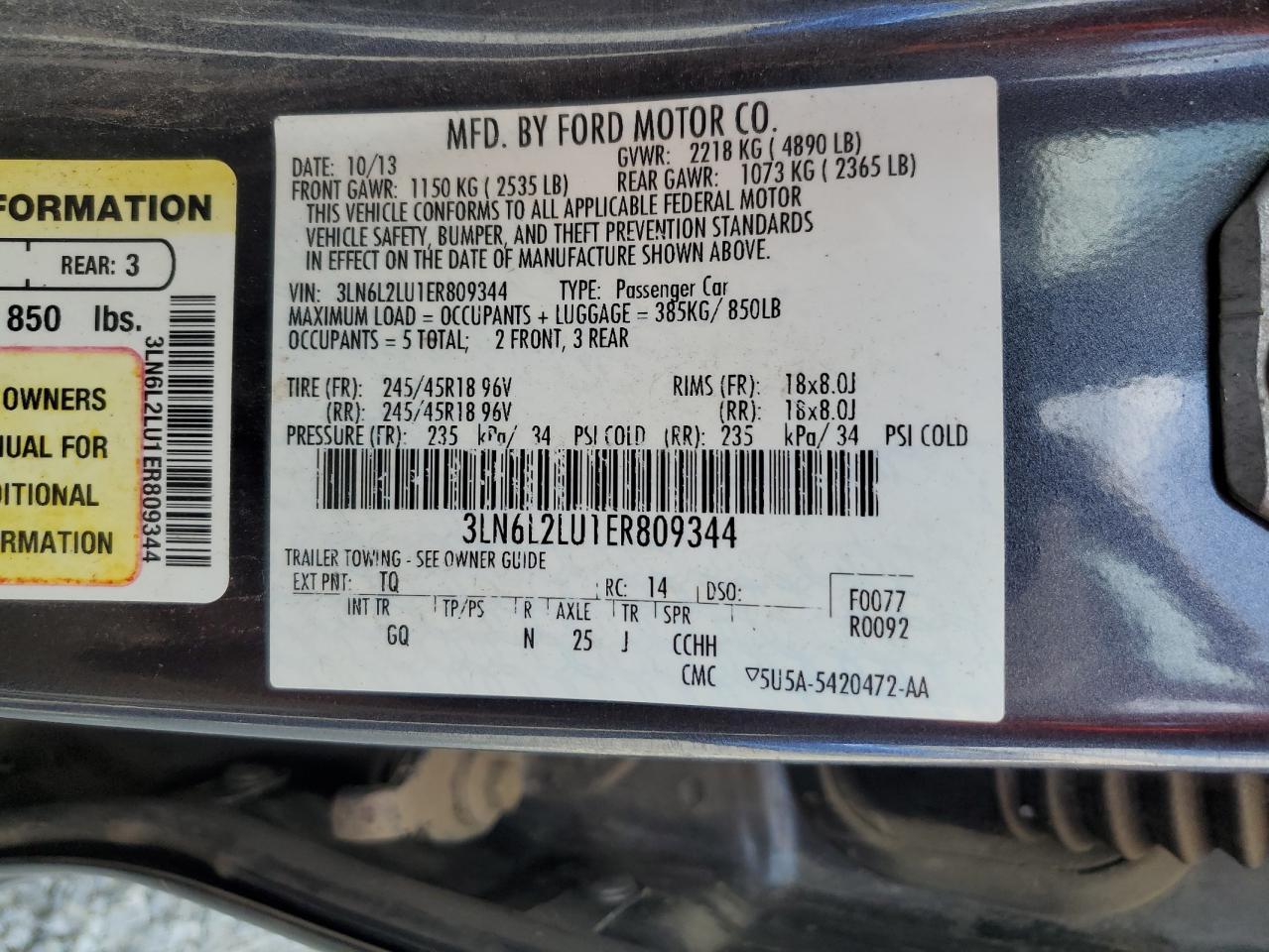 2017 LINCOLN MKZ