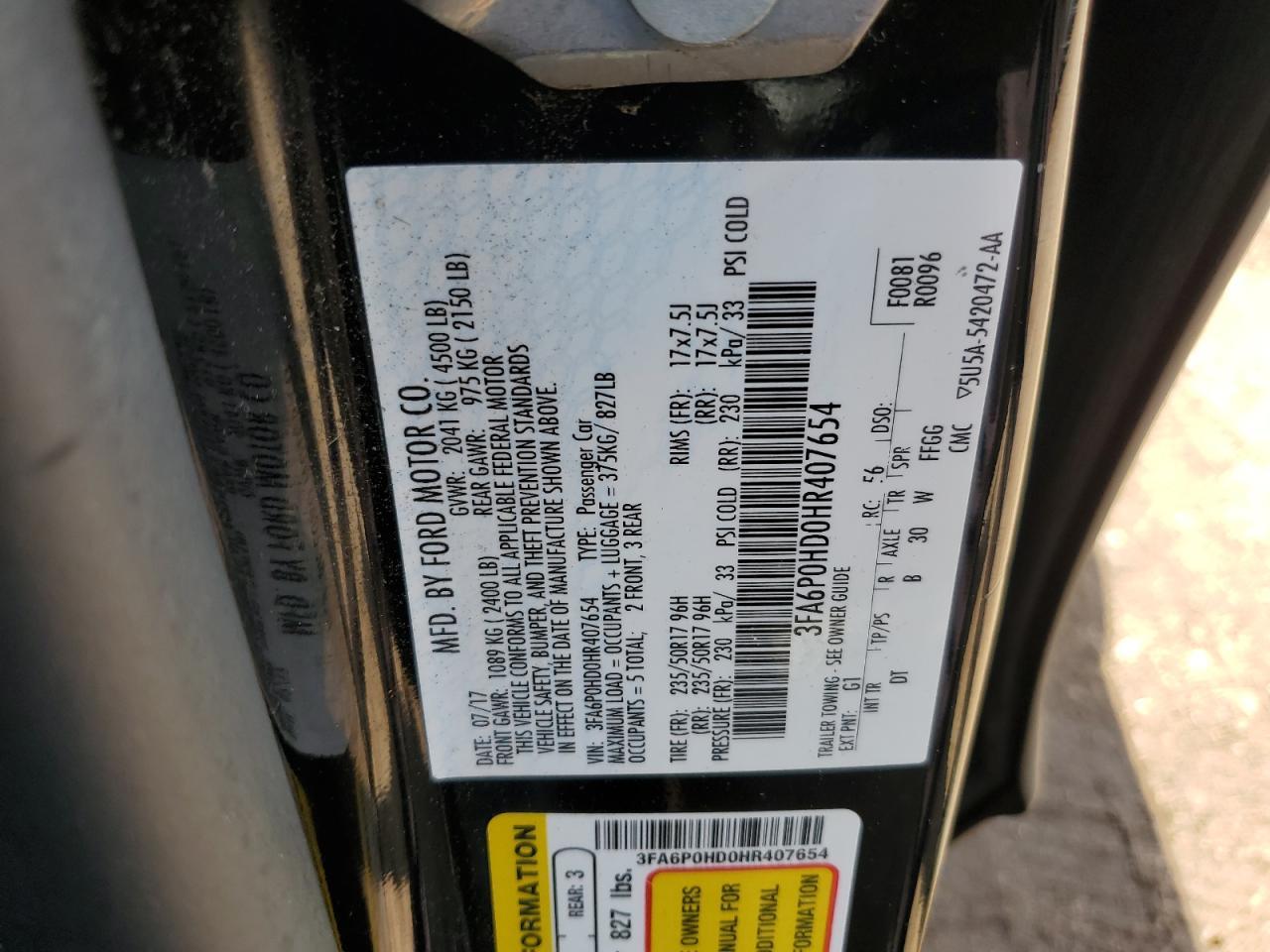 2017 FORD FUSION