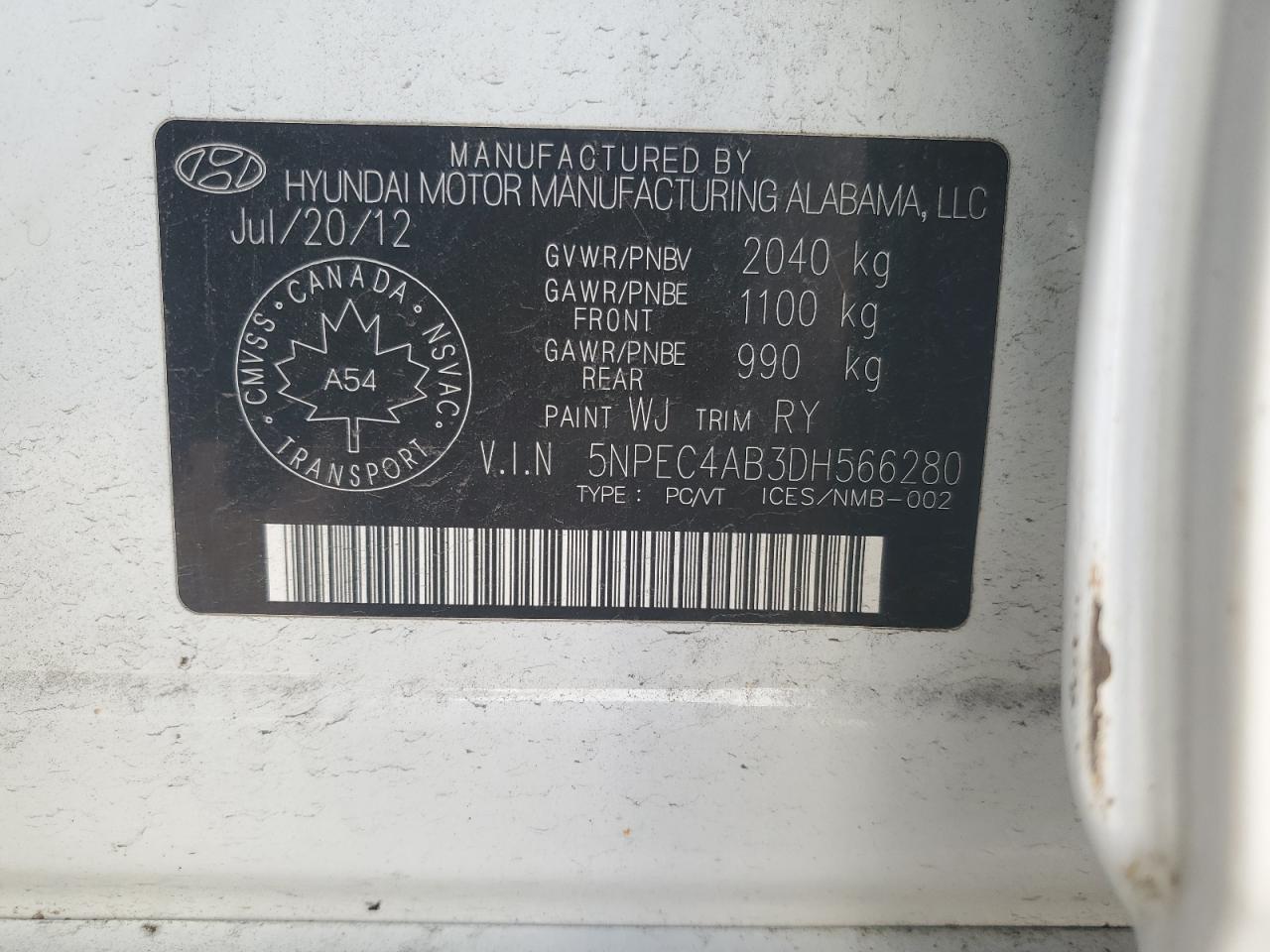 2013 HYUNDAI SONATA