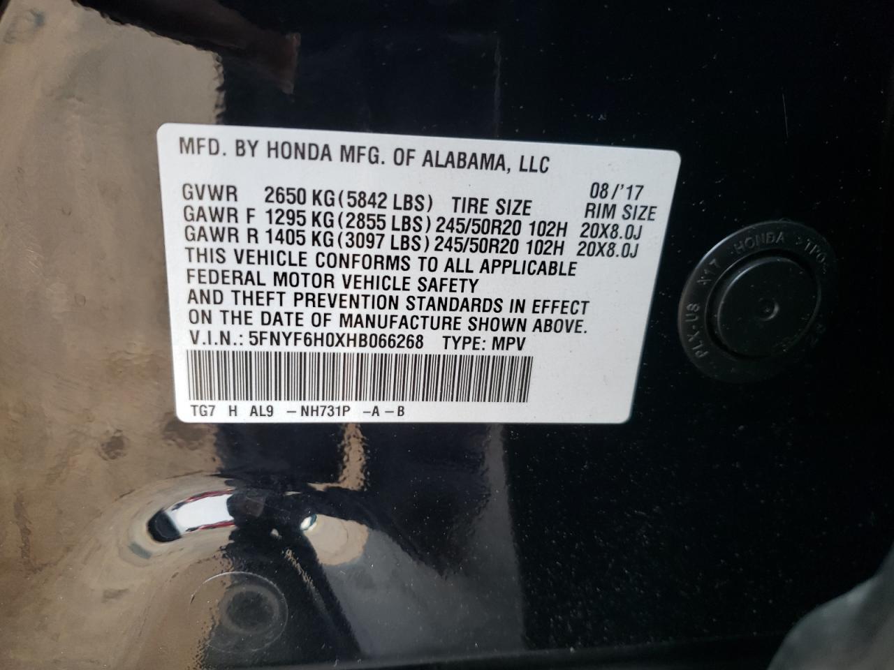 2017 HONDA PILOT