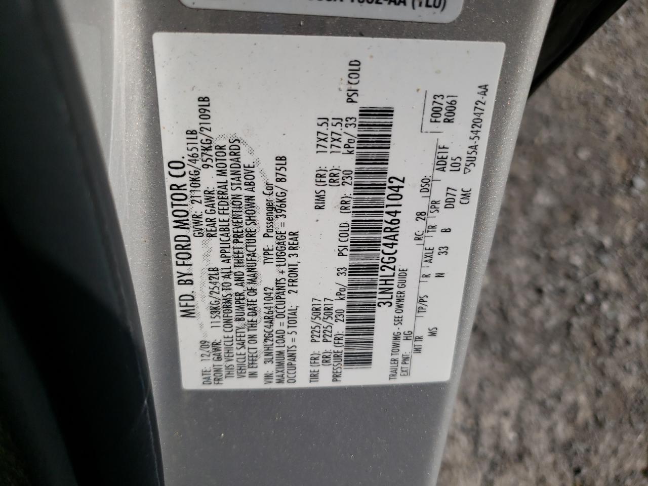 2010 LINCOLN MKZ