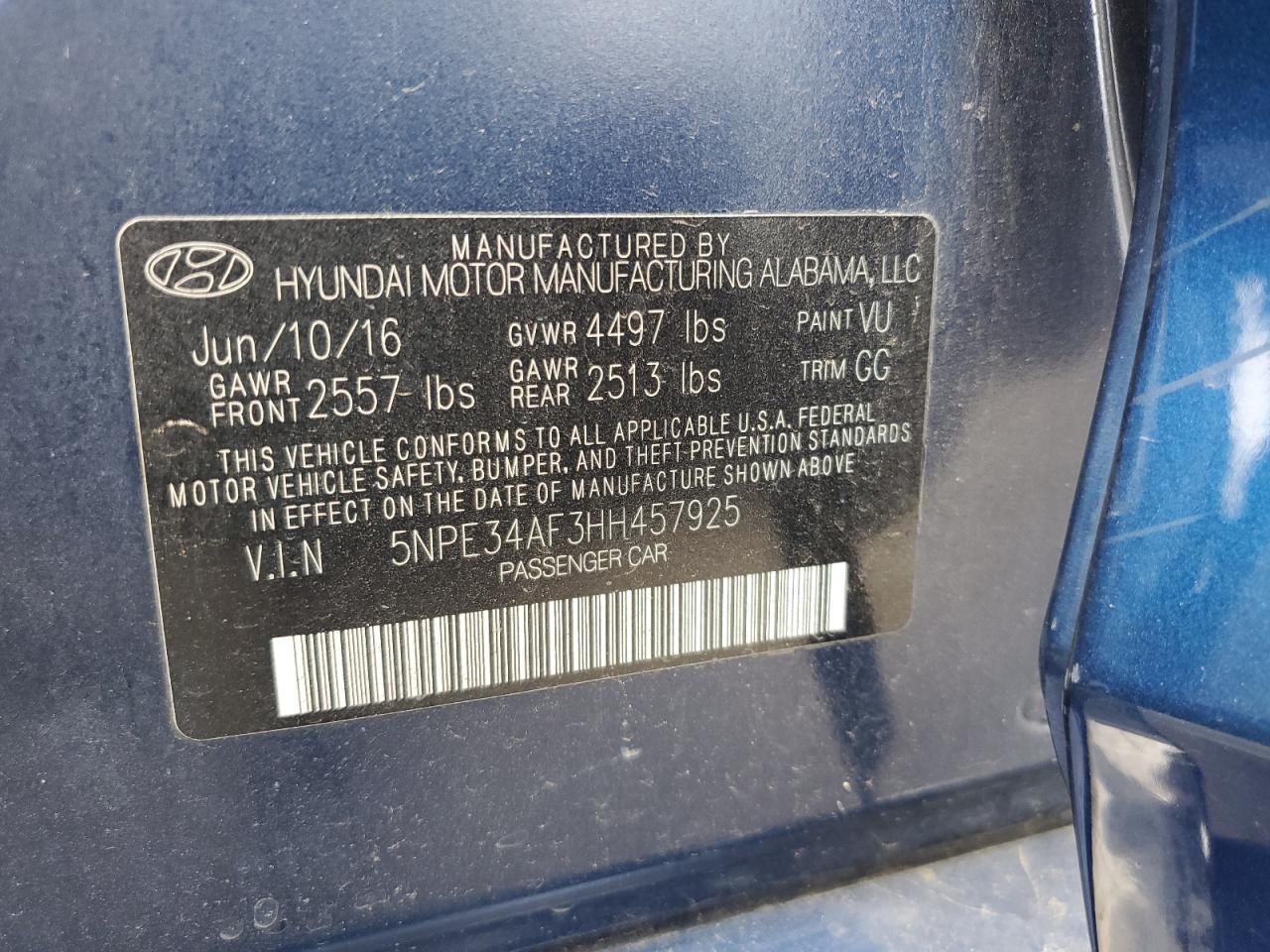 2017 HYUNDAI SONATA