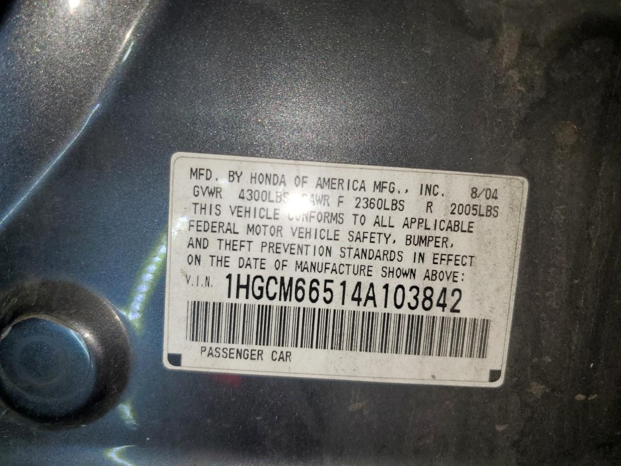2004 HONDA ACCORD