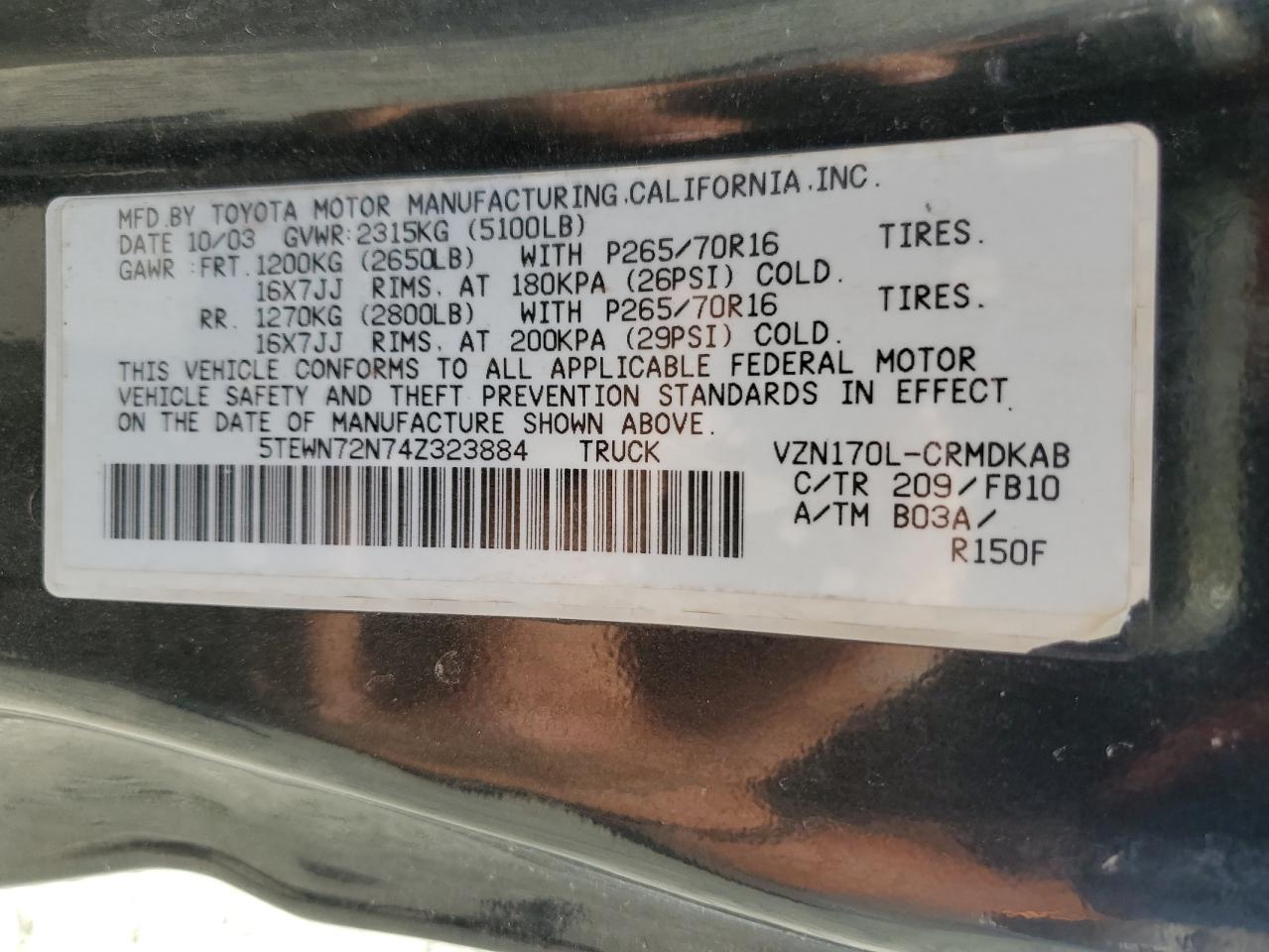 2004 TOYOTA TACOMA