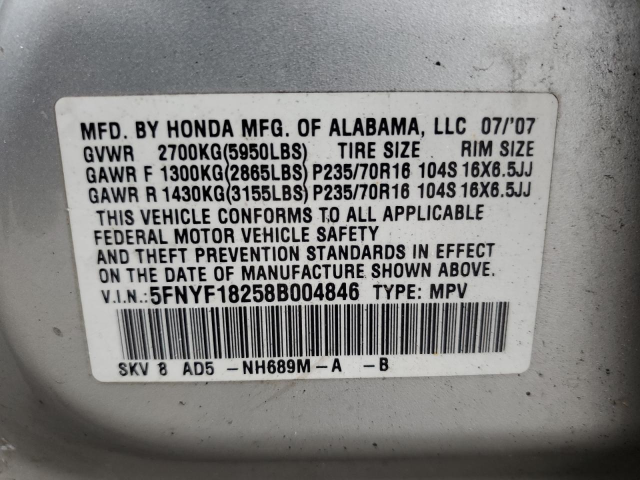 2008 HONDA PILOT