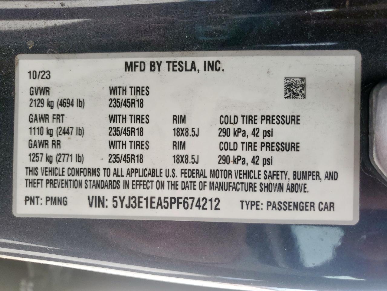 2023 TESLA MODEL 3