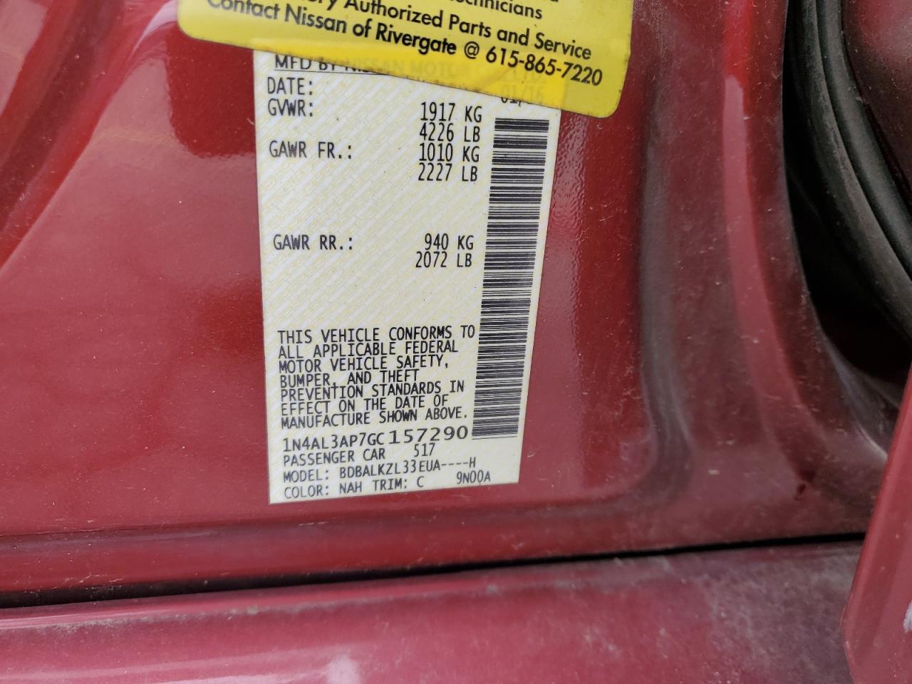 2016 NISSAN ALTIMA
