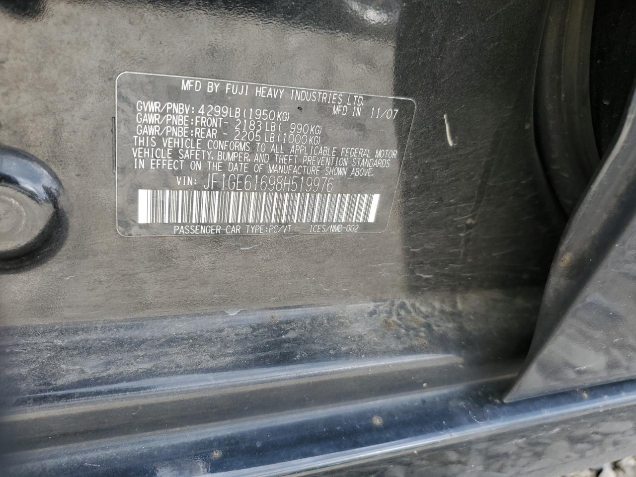 2008 SUBARU IMPREZA