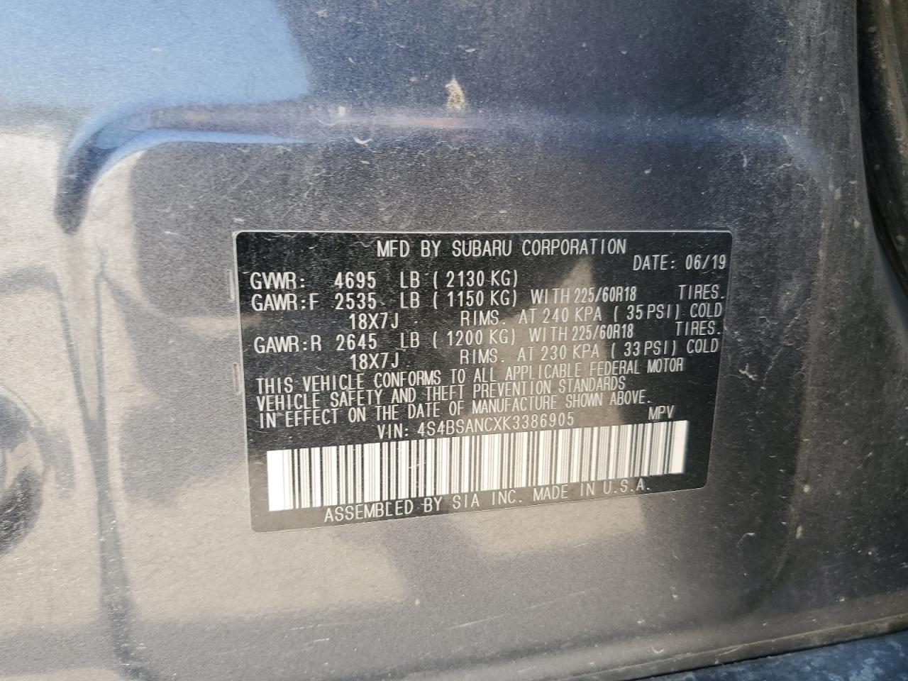 2019 SUBARU Outback