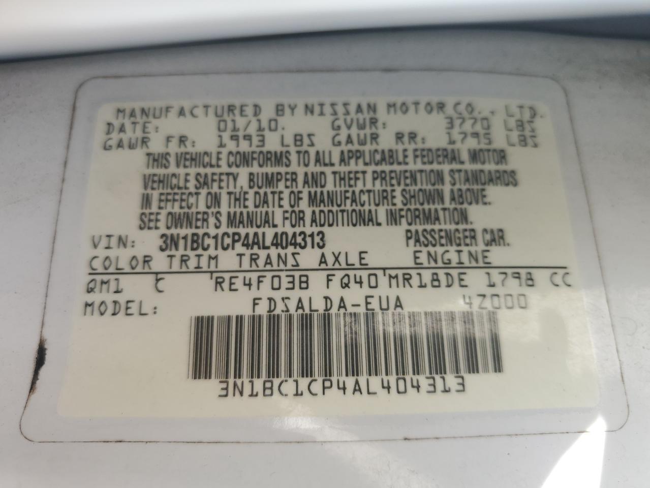 2010 NISSAN VERSA