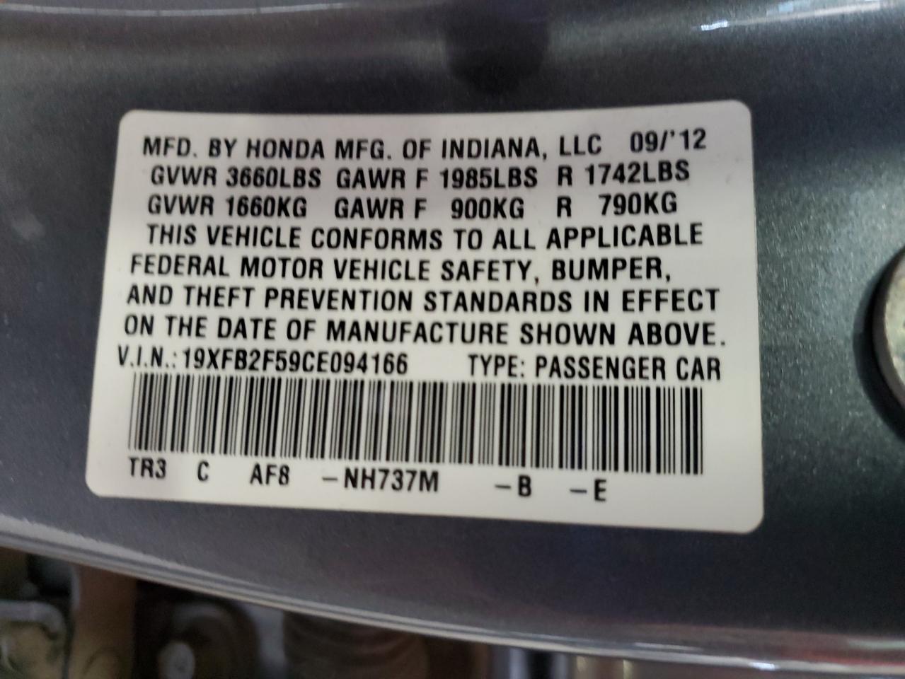 2012 HONDA CIVIC