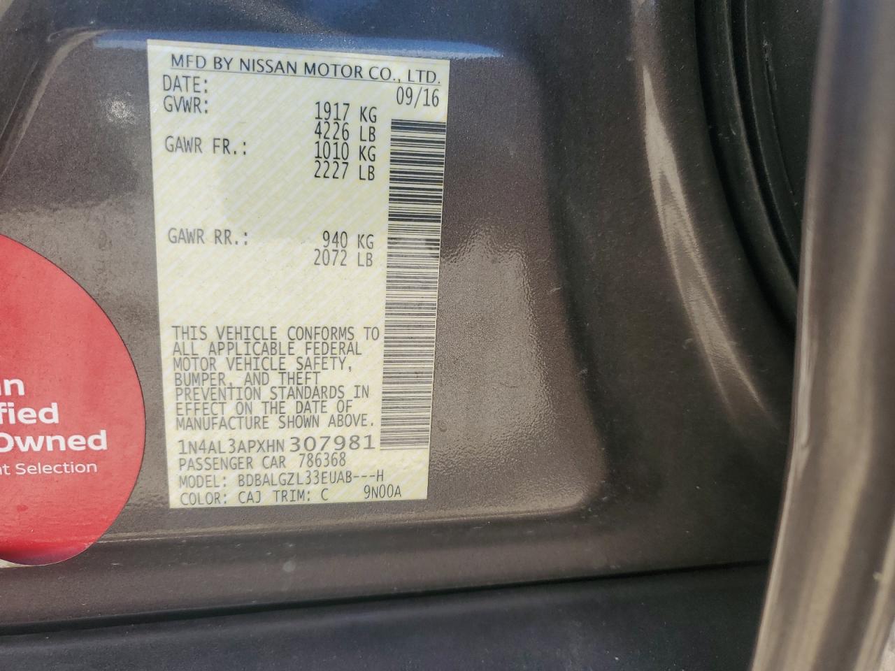 2017 NISSAN ALTIMA