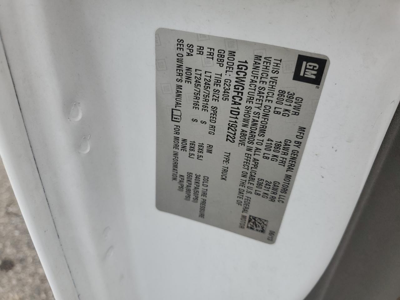 2013 CHEVROLET EXPRESS 2500