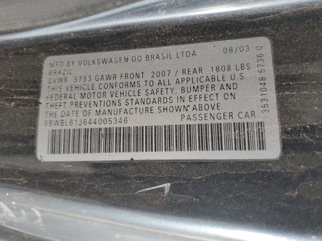 2004 VOLKSWAGEN GOLF