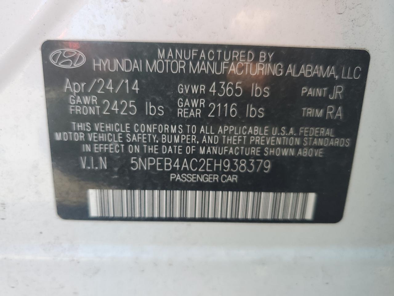 2014 HYUNDAI SONATA
