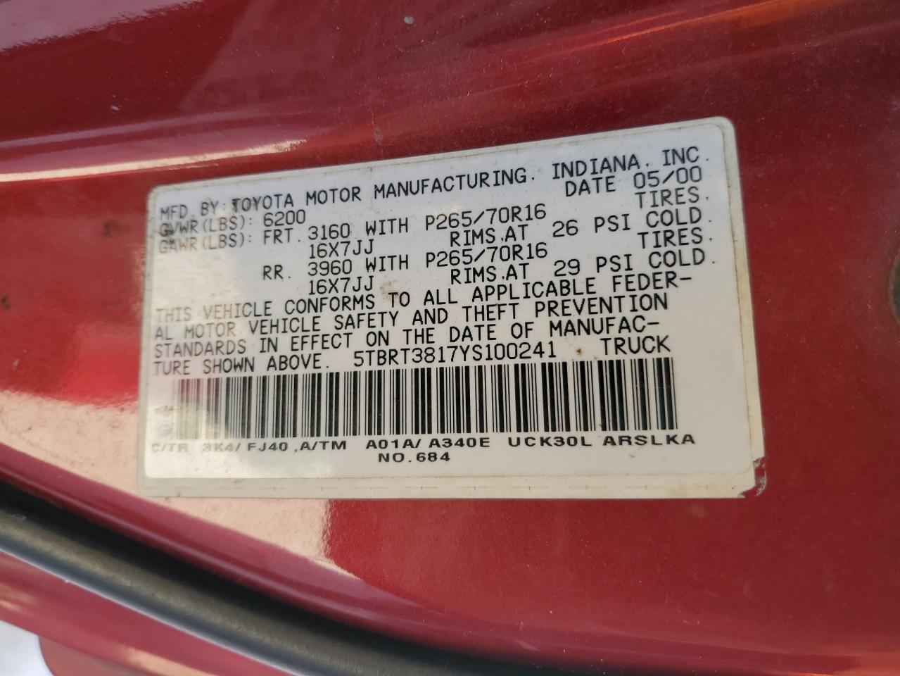 2000 TOYOTA TUNDRA