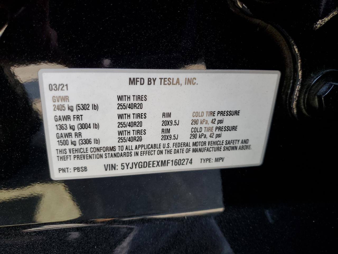2021 TESLA MODEL Y
