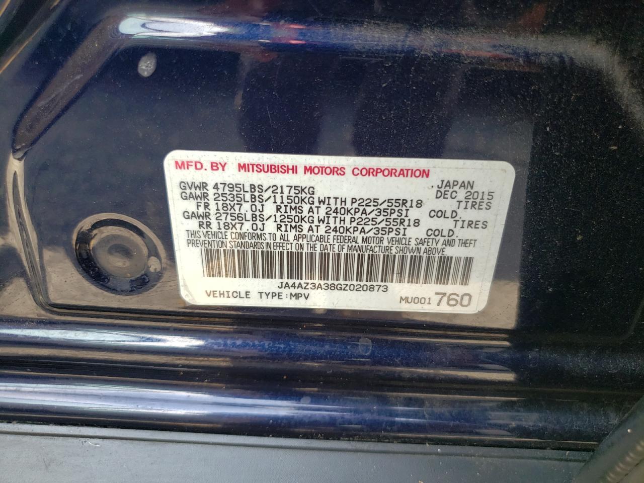 2016 MITSUBISHI outlander