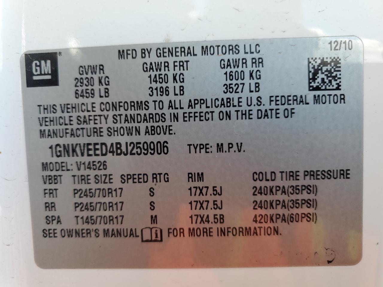 2011 CHEVROLET TRAVERSE