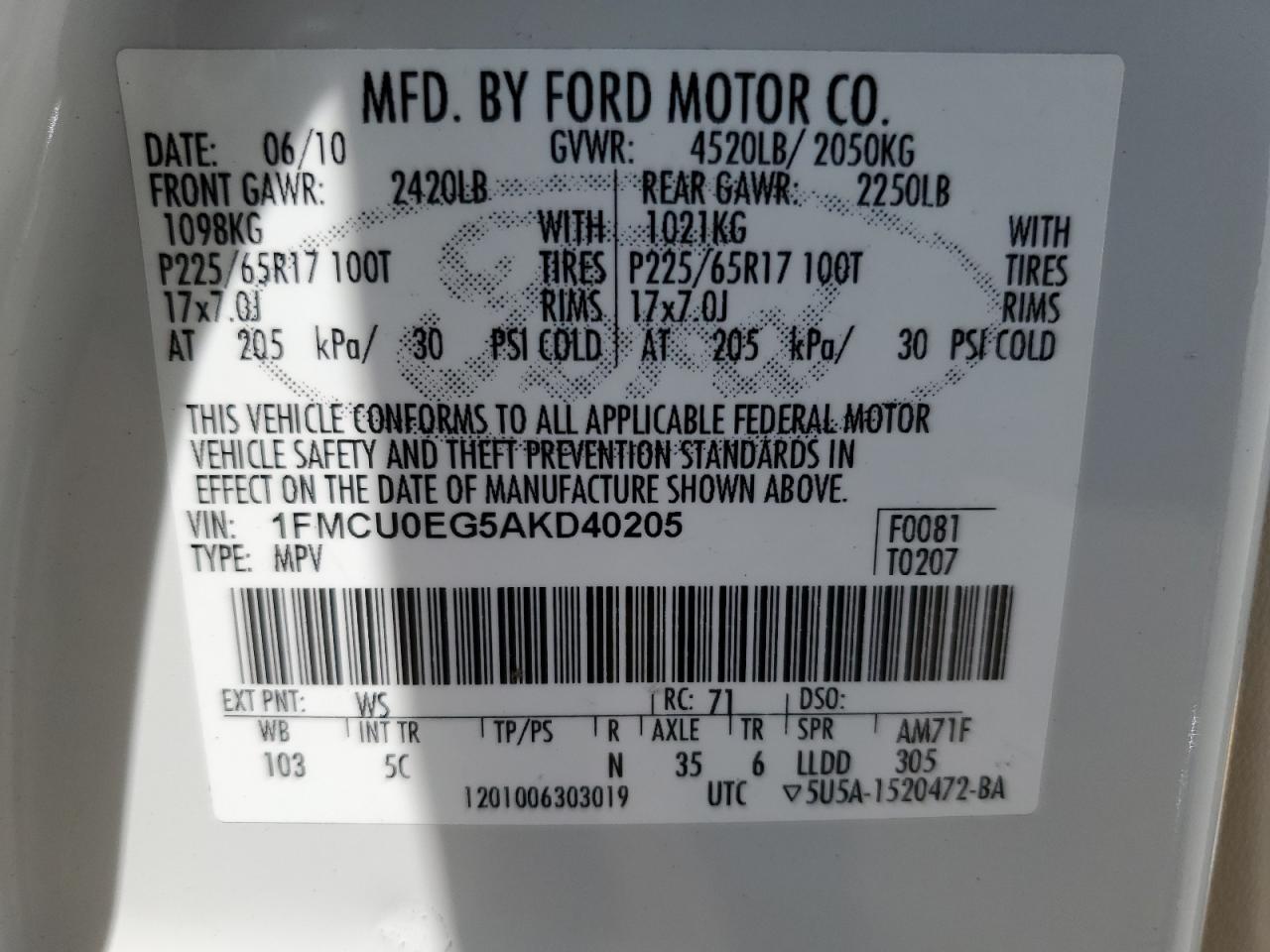 2010 FORD ESCAPE