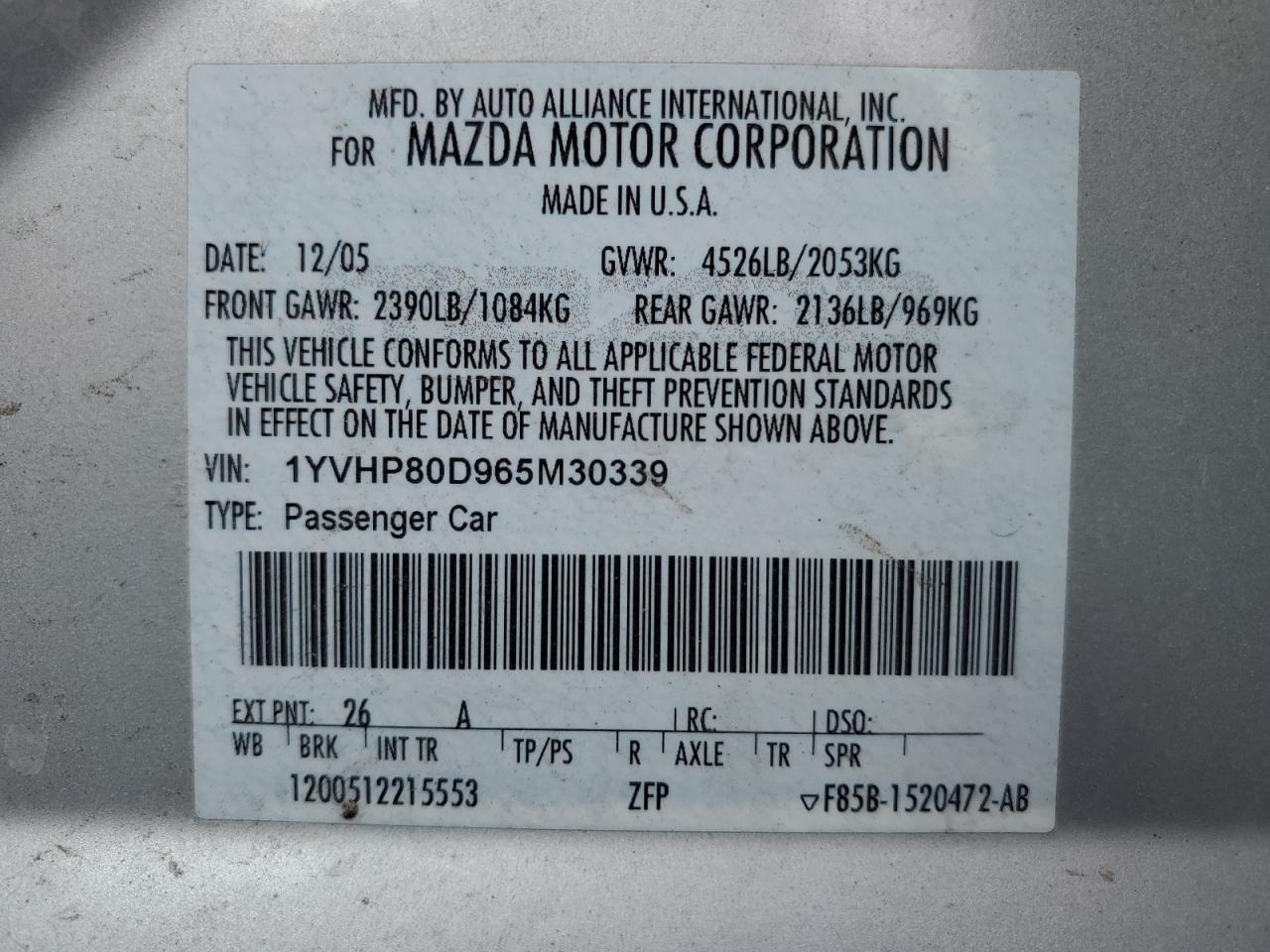 2006 MAZDA 6