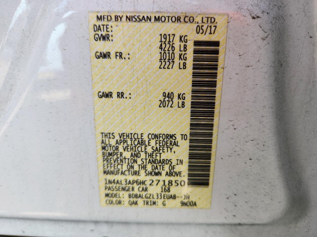 2017 NISSAN ALTIMA