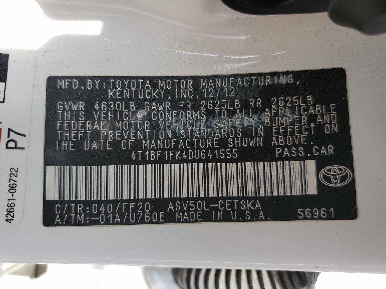 2013 TOYOTA CAMRY